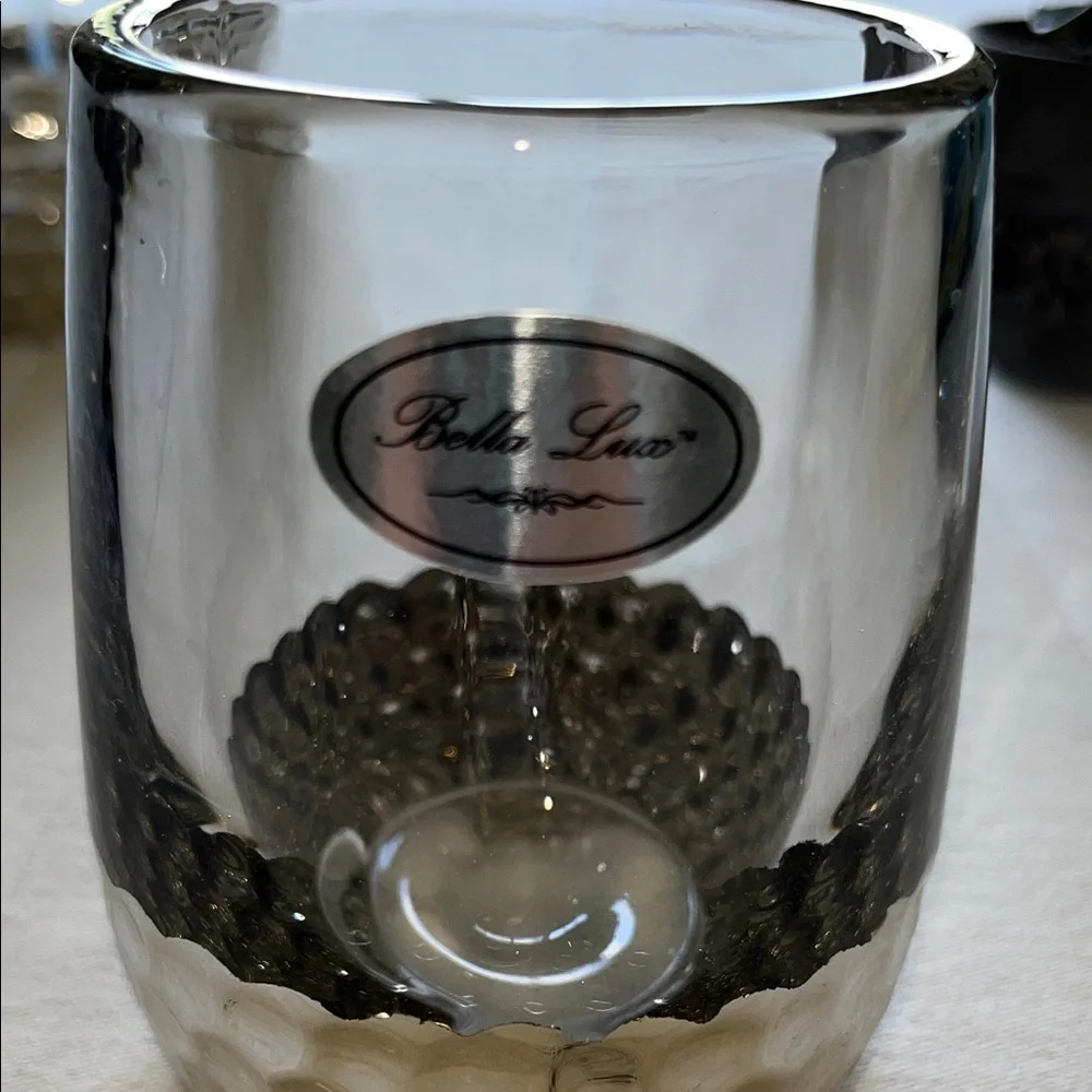 Bella Lux Bathroom Accessories Set Of Two Silver Tumbler Plus A Planter